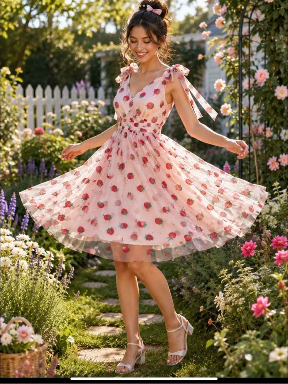 Strawberry Sparkle Tulle Party Dress XXL Pink Retro Stage NWT - Picture 3 of 13